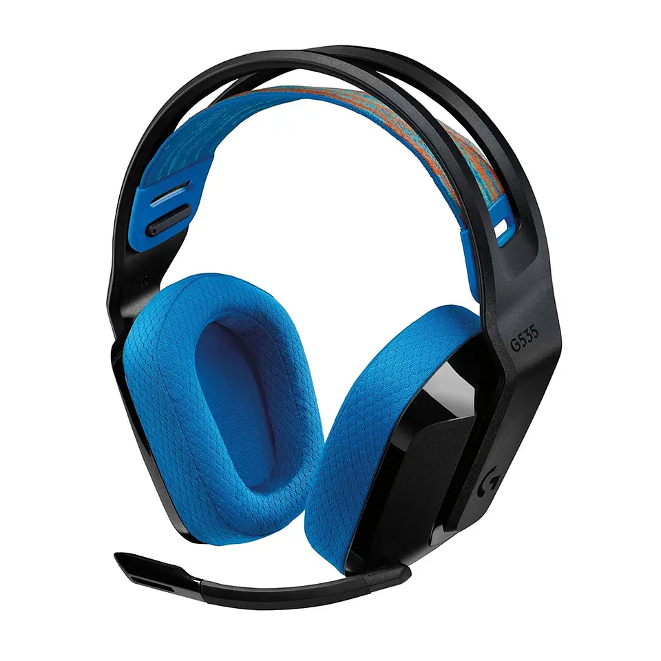 Audífonos Logitech G535 Lightspeed, Dongle USB, Negro/Azul 1