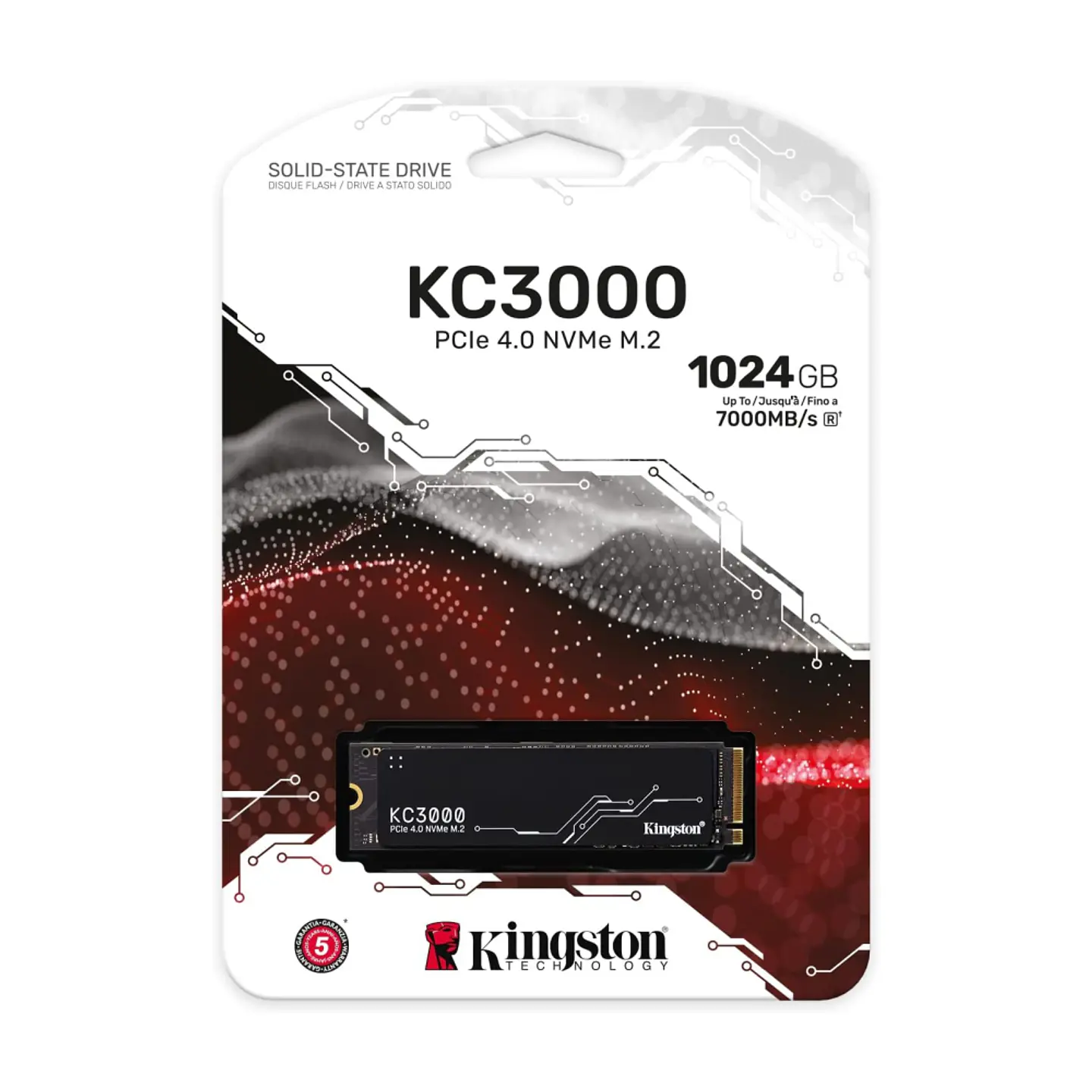 Disco sólido Kingston KC3000, 1TB, PCIe 4.0 NVMe M.2, 7000MB/s 4