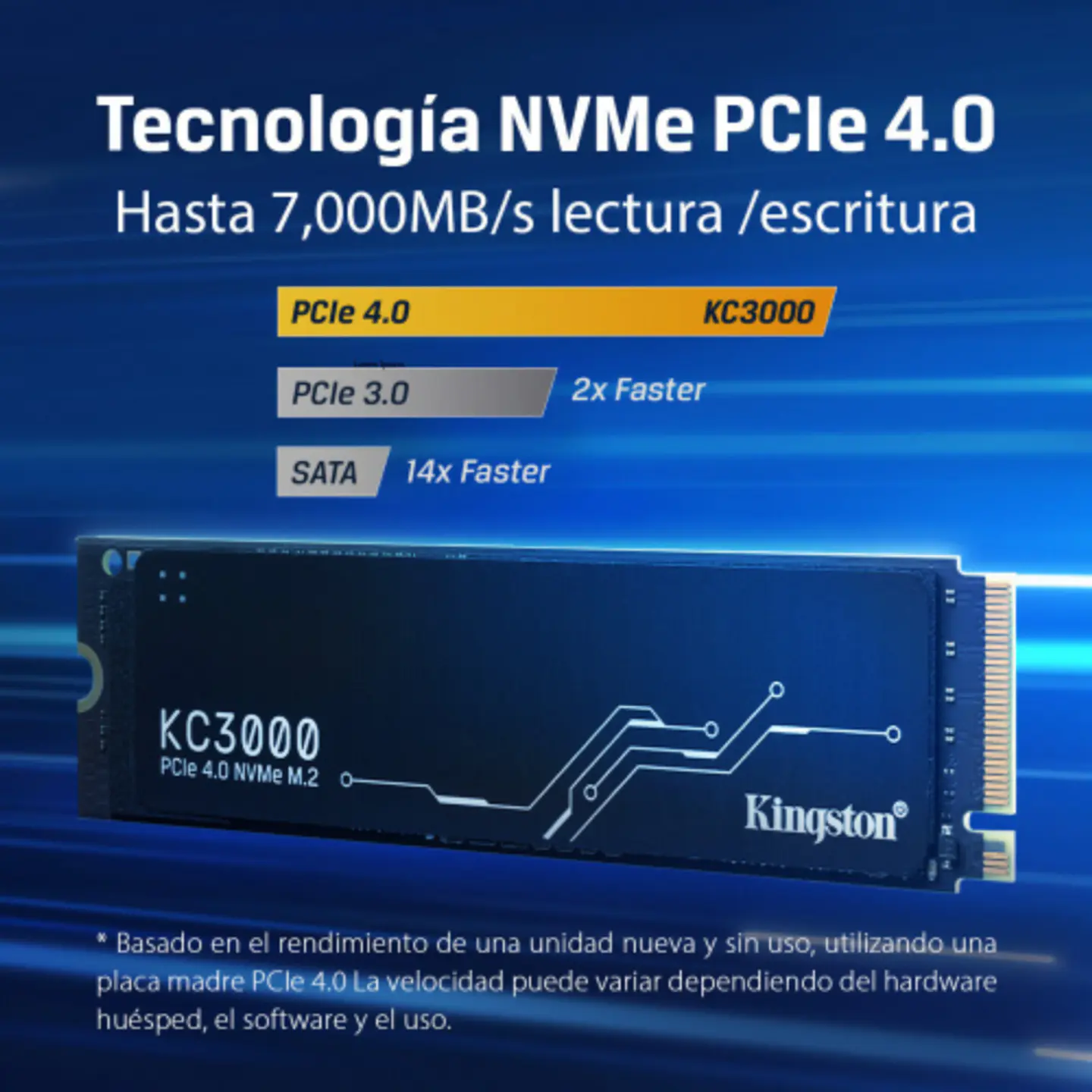 Disco sólido Kingston KC3000, 1TB, PCIe 4.0 NVMe M.2, 7000MB/s 5