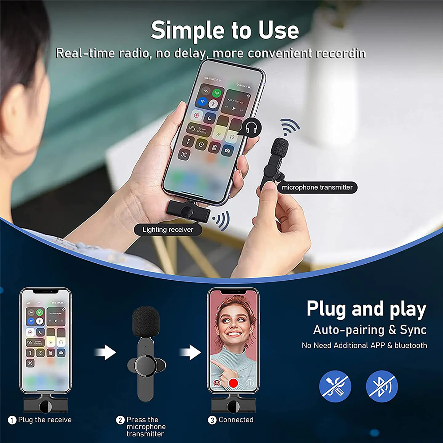 Micrófono Lavalier Solapa Inalámbrico Para iPhone, iPad 5