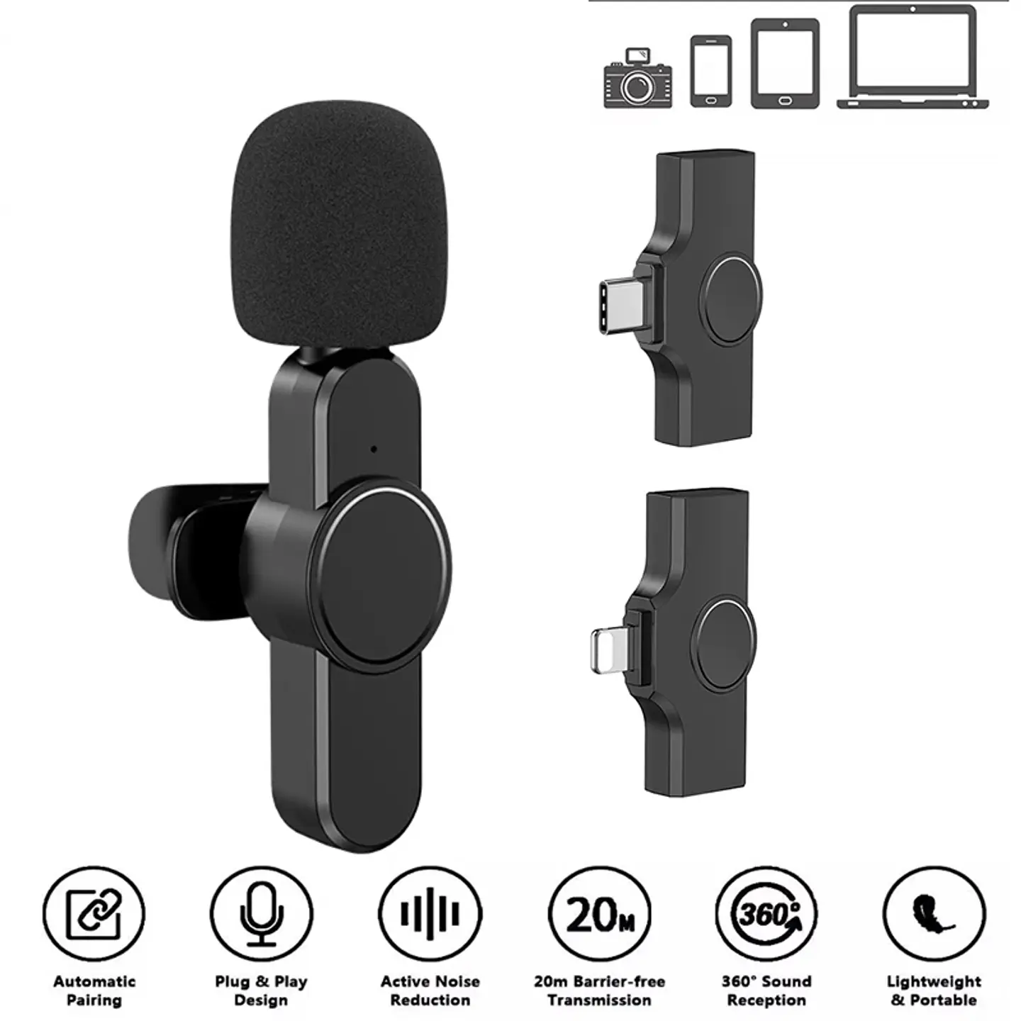 Micrófono Lavalier Solapa Inalámbrico Para iPhone, iPad 8