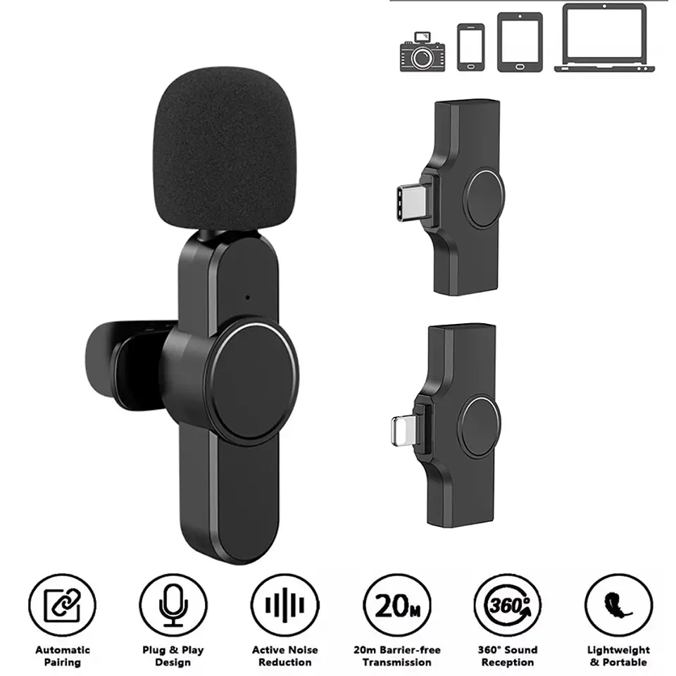 Micrófono Lavalier Solapa Inalámbrico Para iPhone, iPad 8