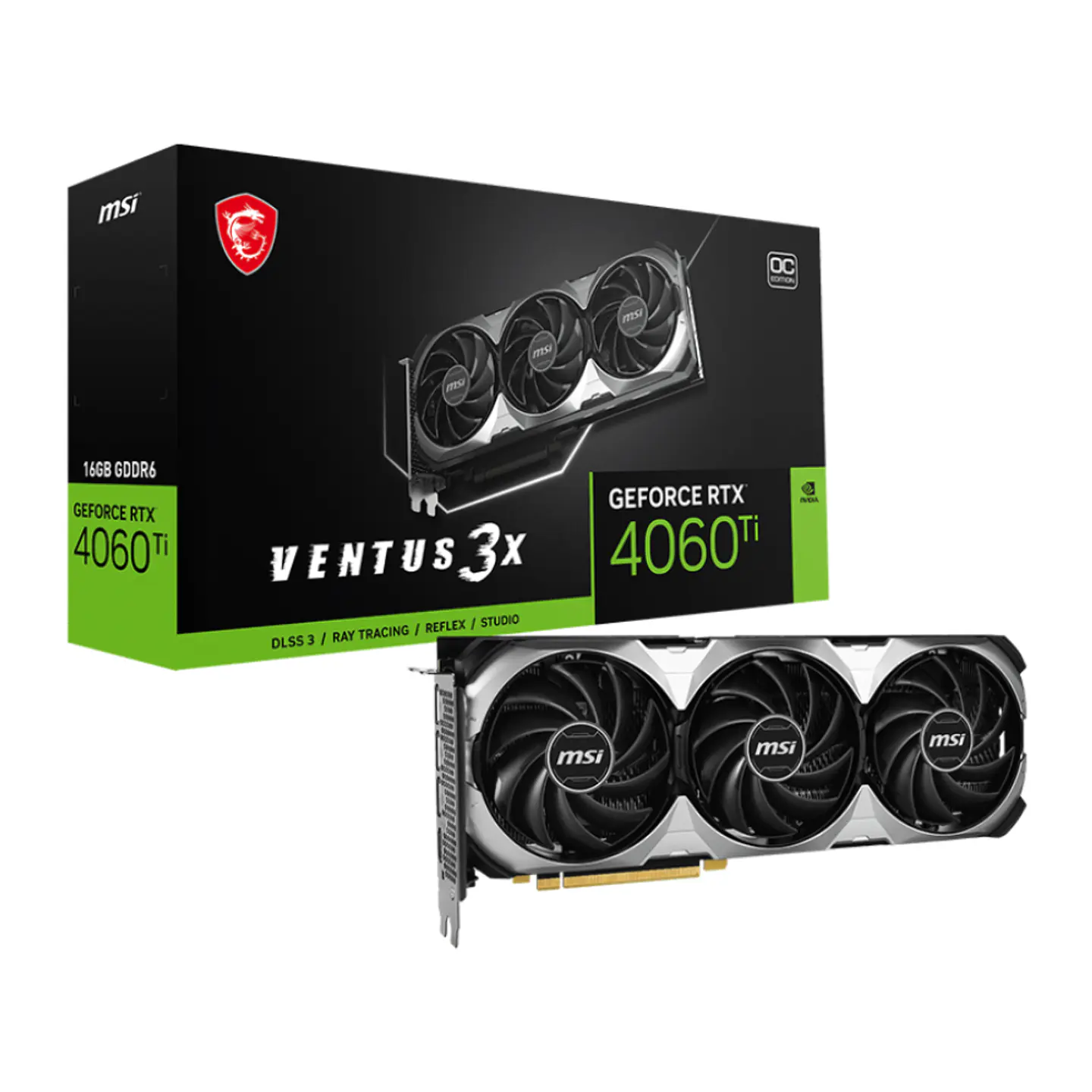 Tarjeta de Video MSI GeForce RTX 4060 Ti VENTUS 3X 16G OC 1