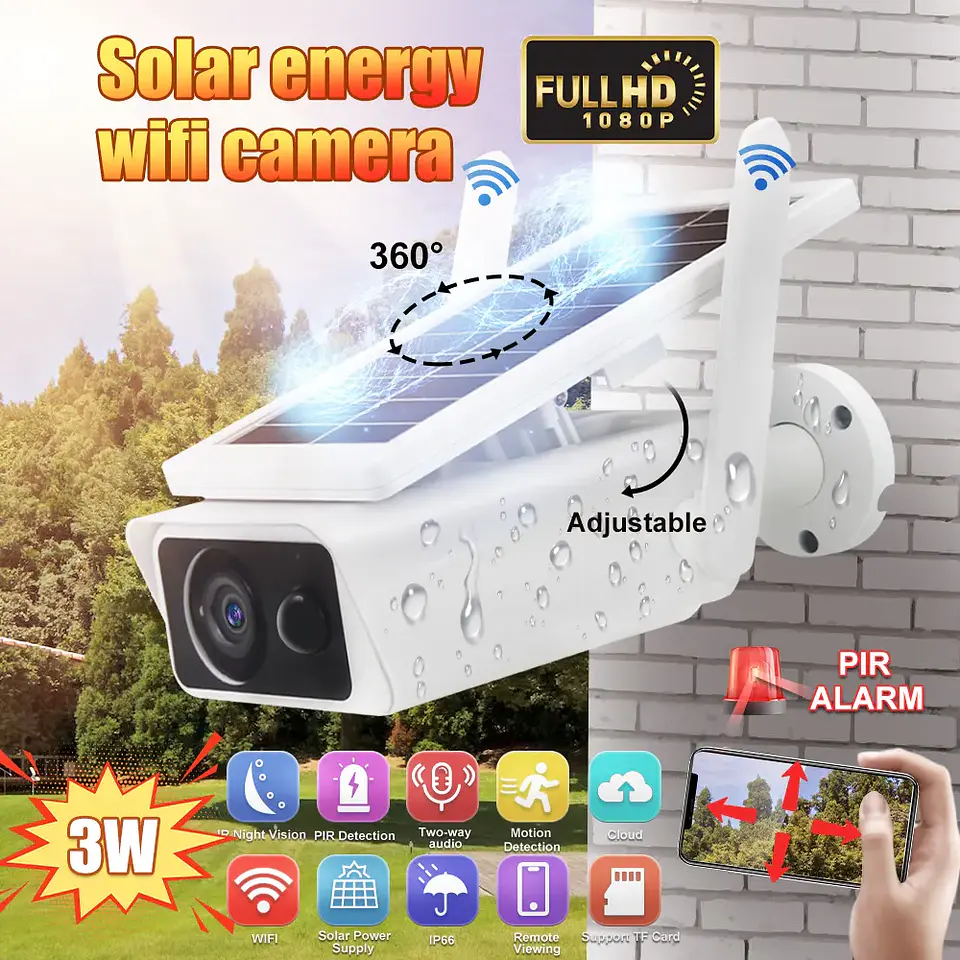 Cámara Exterior Solar IP Wifi FHD con micrófono y batería 4