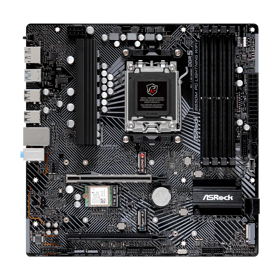Placa Madre mATX ASRock B650M PG Lightning Wifi AMD AM5 DDR5 2