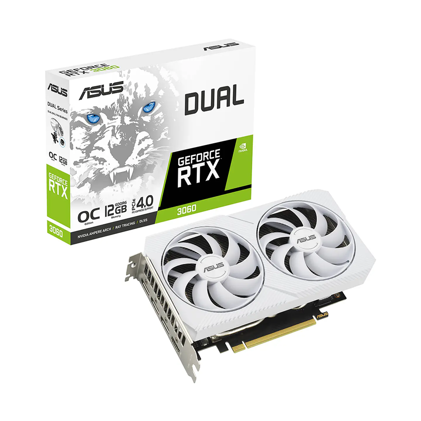 Tarjeta de Video ASUS Dual RTX3060 OC, 12GB, 192bit - Blanco 1
