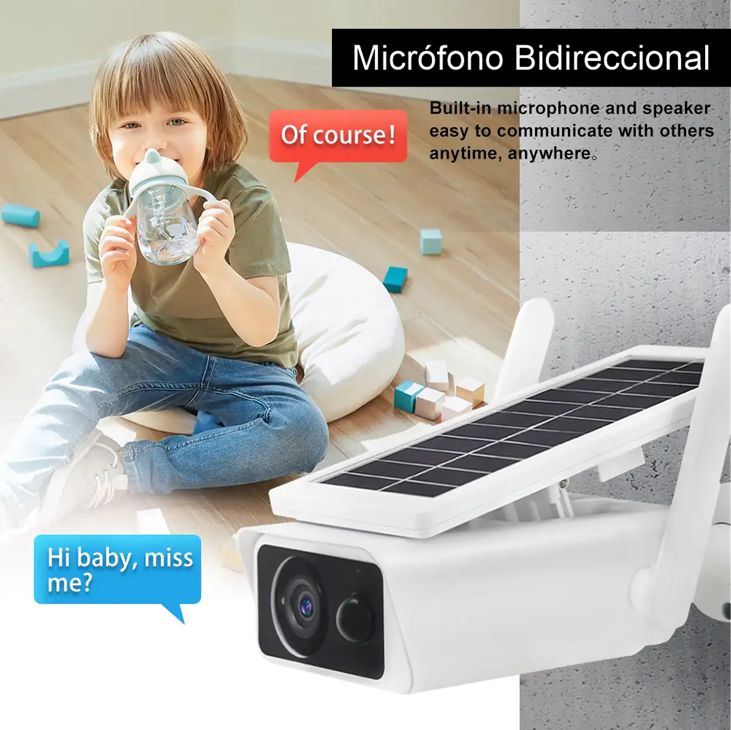 Cámara Exterior Solar IP Wifi FHD con micrófono y batería 5