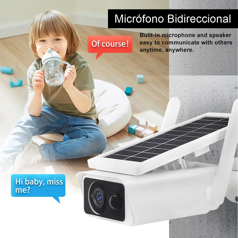 Cámara Exterior Solar IP Wifi FHD con micrófono y batería 5