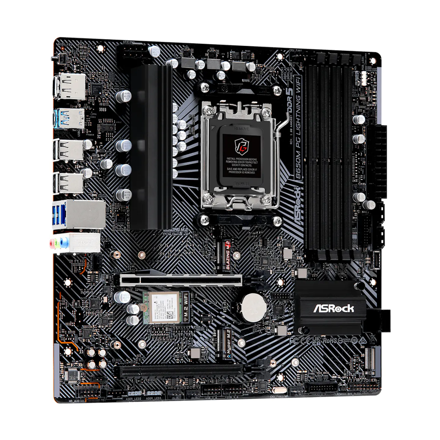 Placa Madre mATX ASRock B650M PG Lightning Wifi AMD AM5 DDR5 3