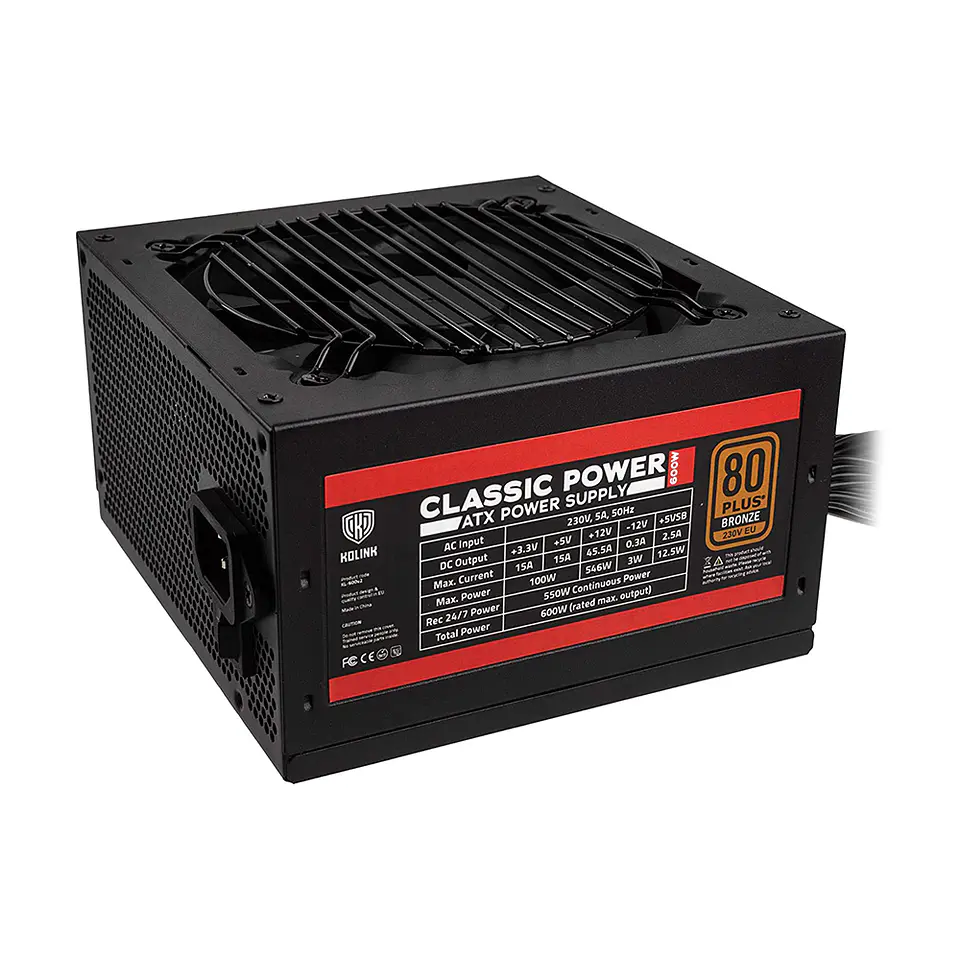 Fuente de Poder Kolink Classic Power 600W - Certificada 80+ Plus Bronze, ATX 1