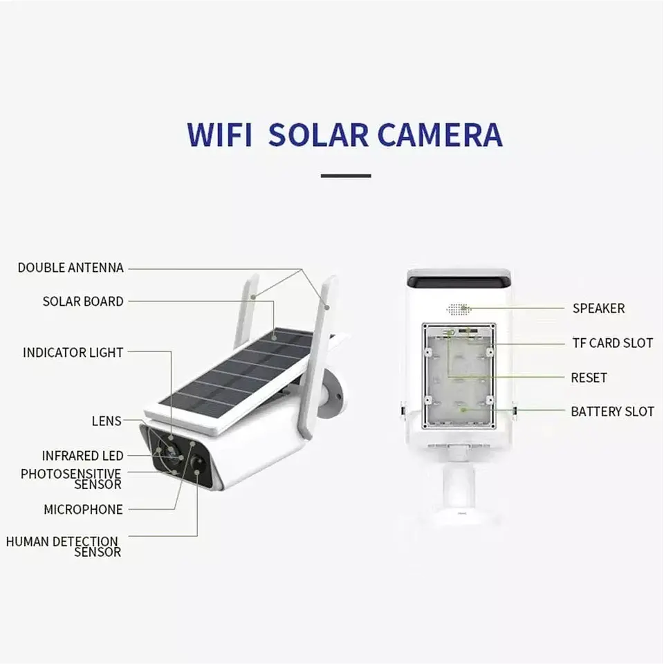 Cámara Exterior Solar IP Wifi FHD con micrófono y batería 9