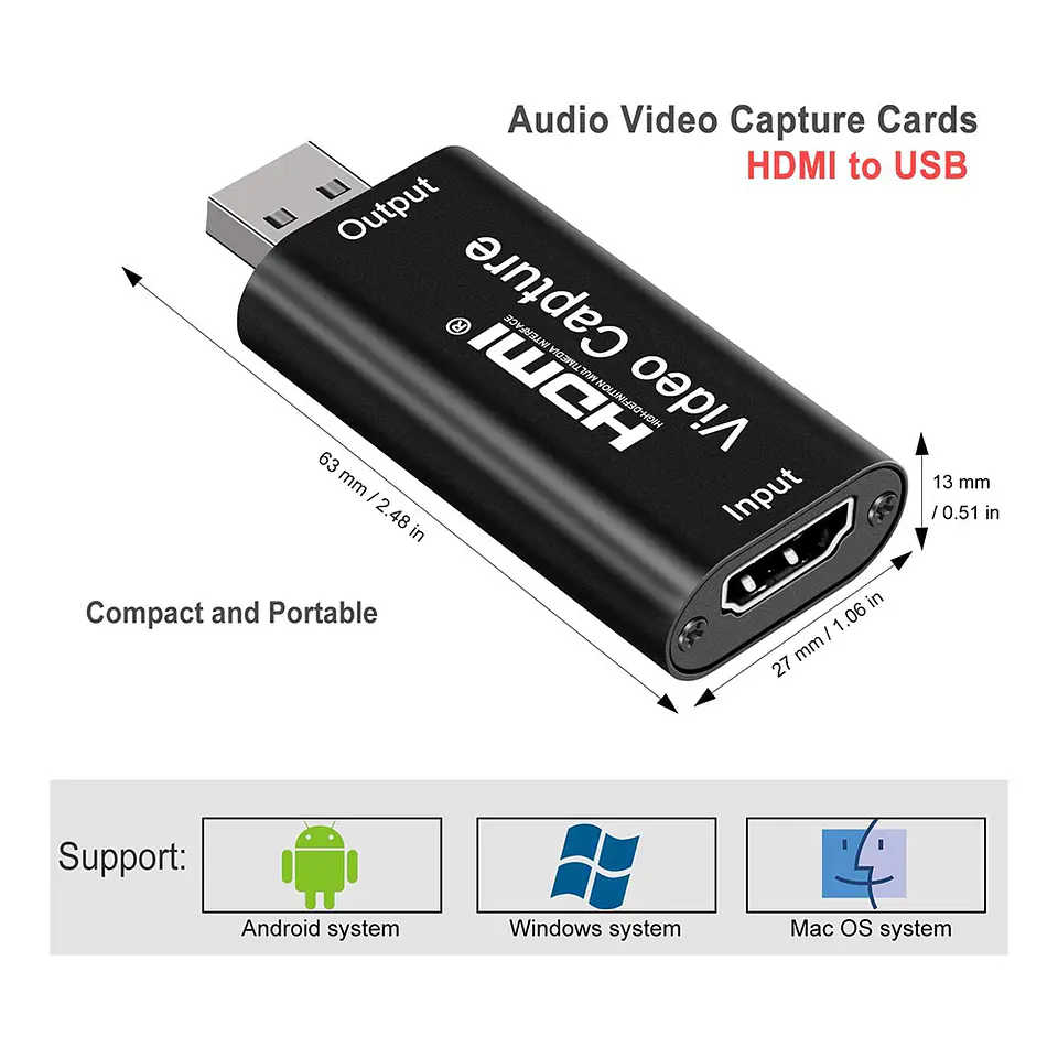 Tarjeta Capturadora Video Hdmi a Usb 2.0 (FHD, Ultra 4K, 3D) 5