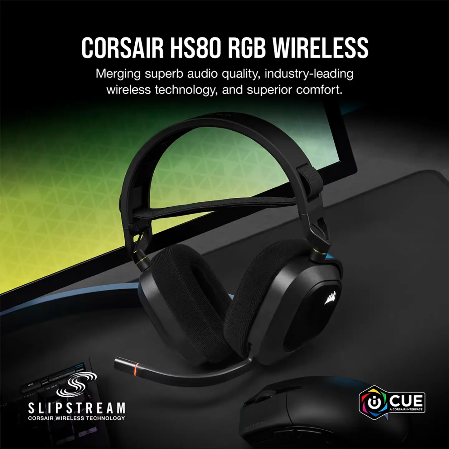 Audífonos Wireless Premium Gamer Corsair HS80 RGB, Carbón 2