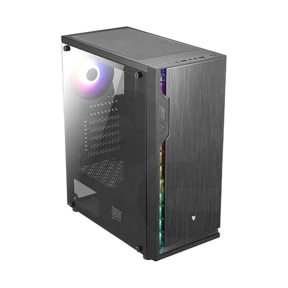 Gabinete Gamer Gear ATX Warlock RGB Vidrio Lateral, 1 cooler 1