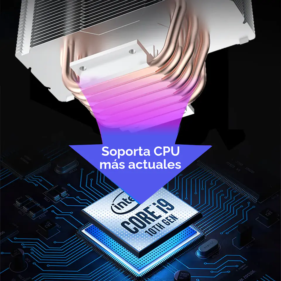 Disipador CPU de 6 tubos de Cobre, RGB, Intel/AMD, 2 coolers 5