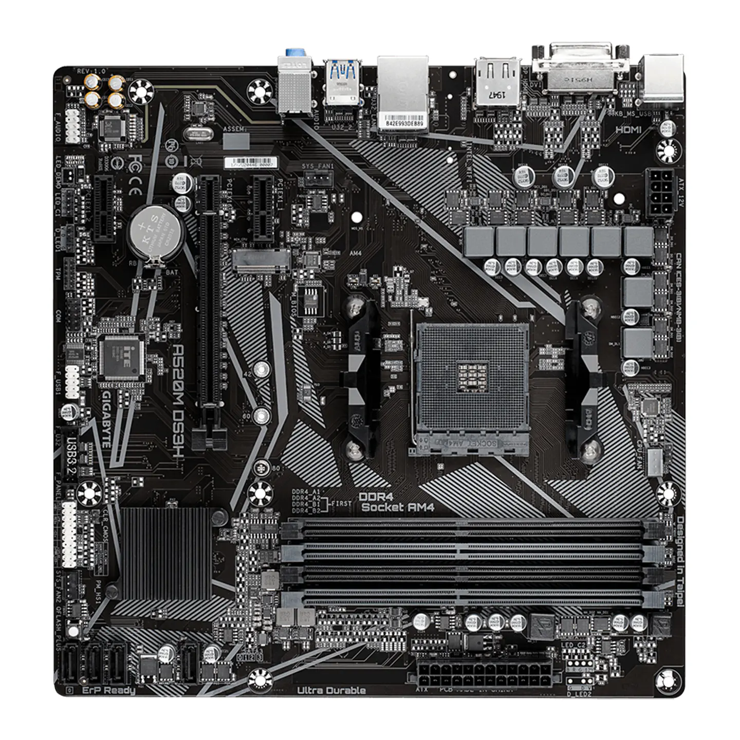 Placa Madre Gigabyte A520M DS3H (AM4, DDR4, M.2, RGB, MicroATX) - AMD Ryzen 2