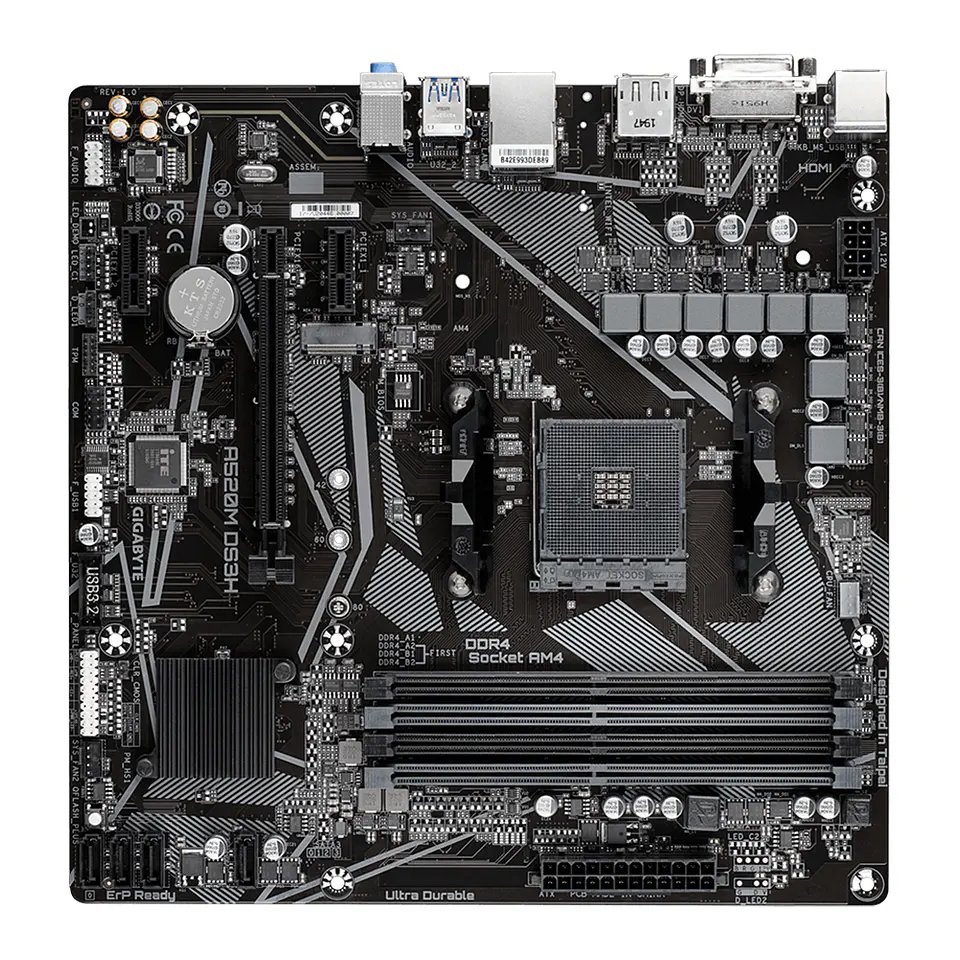 Placa Madre Gigabyte A520M DS3H (AM4, DDR4, M.2, RGB, MicroATX) - AMD Ryzen 2