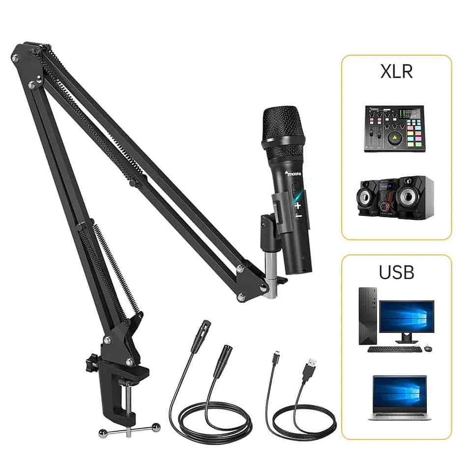 Pack profesional para Podcast y streaming: Aro de luz y set micrófono profesional 5