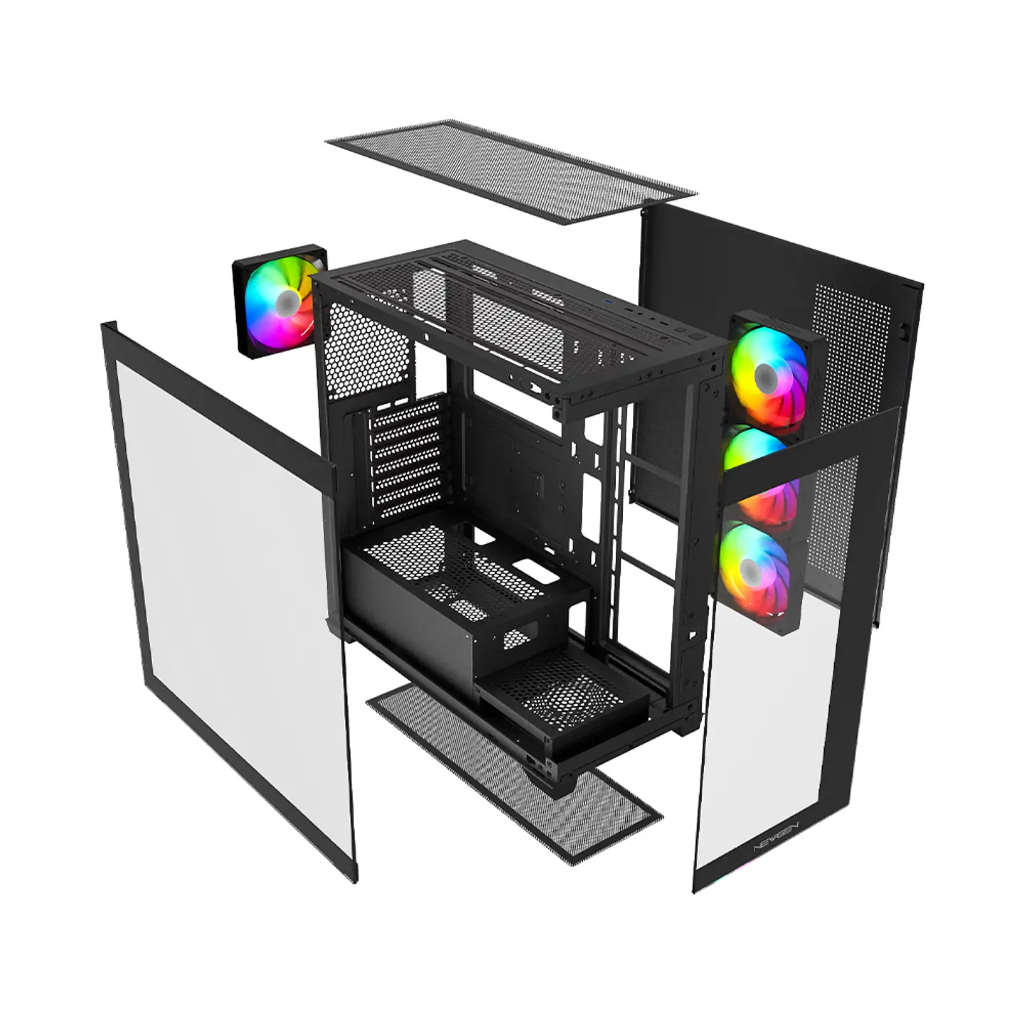 Gabinete Newgen Radiant 01 Glass ATX, 4 cooler RGB + control 10