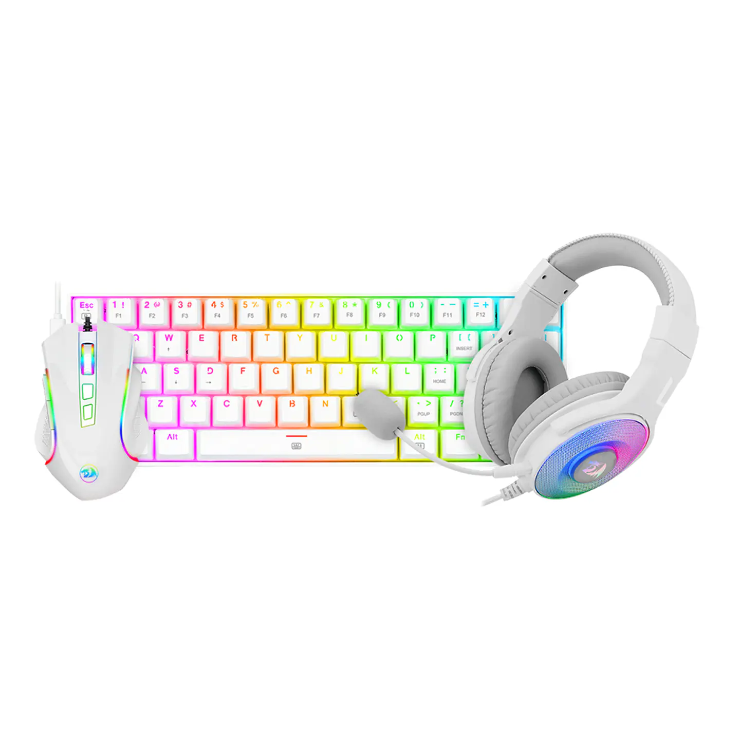 Kit Gamer Redragon 3 en 1 - S129W (Teclado + Audífonos + Mouse) - White RGB 1