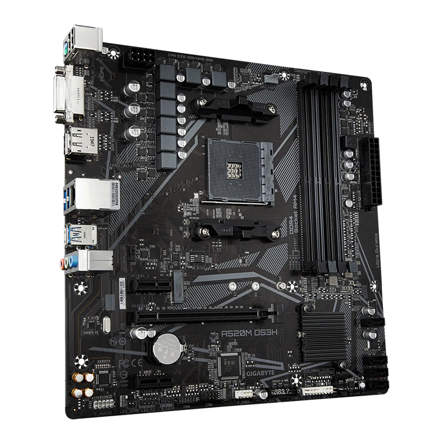 Placa Madre Gigabyte A520M DS3H (AM4, DDR4, M.2, RGB, MicroATX) - AMD Ryzen 4