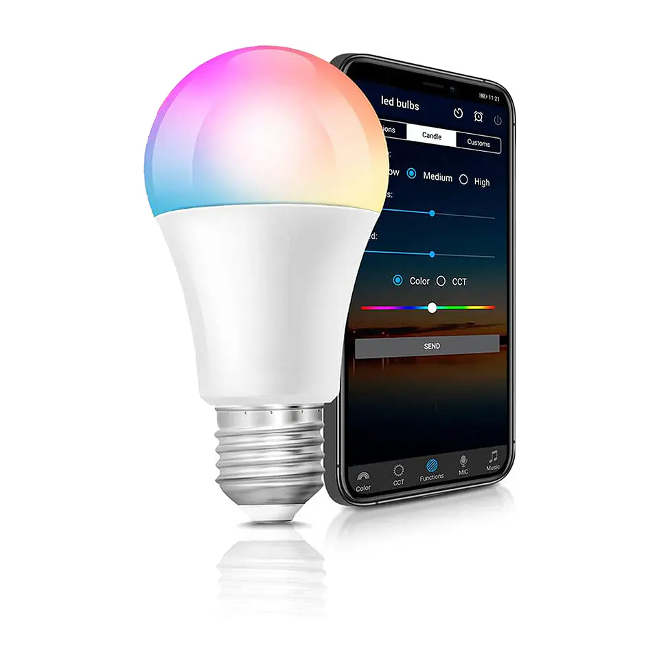 Bombilla Led Inteligente, App Tuya, Alexa, Google Home (WiFi, RGB, 9W, 6500K) 1