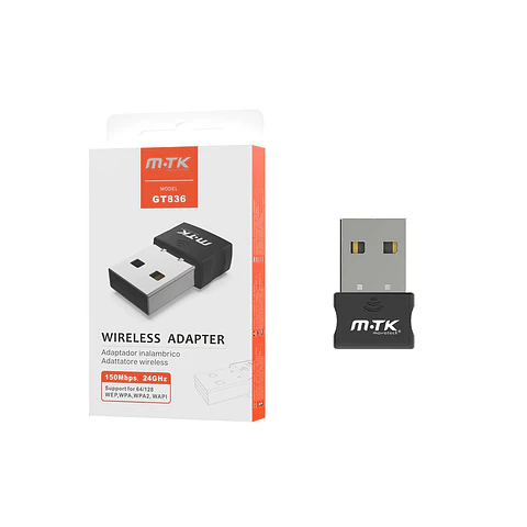 Adaptador Wifi - Mini USB 2.0 (150Mbps, 2.4Ghz, 50m.)