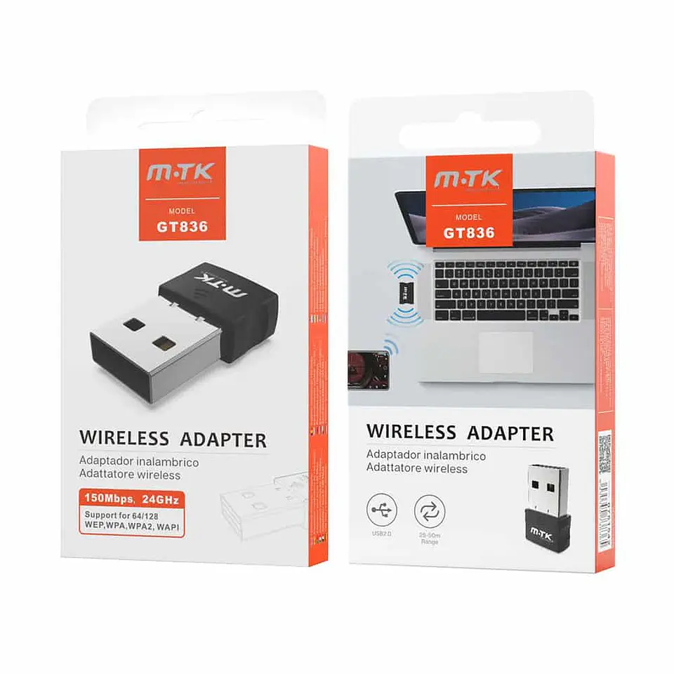 Adaptador Wifi - Mini USB 2.0 (150Mbps, 2.4Ghz, 50m.) 3