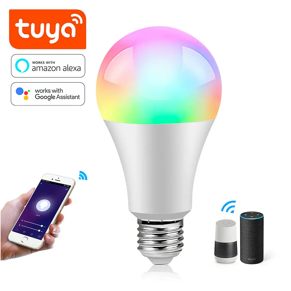 Bombilla Led Inteligente, App Tuya, Alexa, Google Home (WiFi, RGB, 9W, 6500K) 2