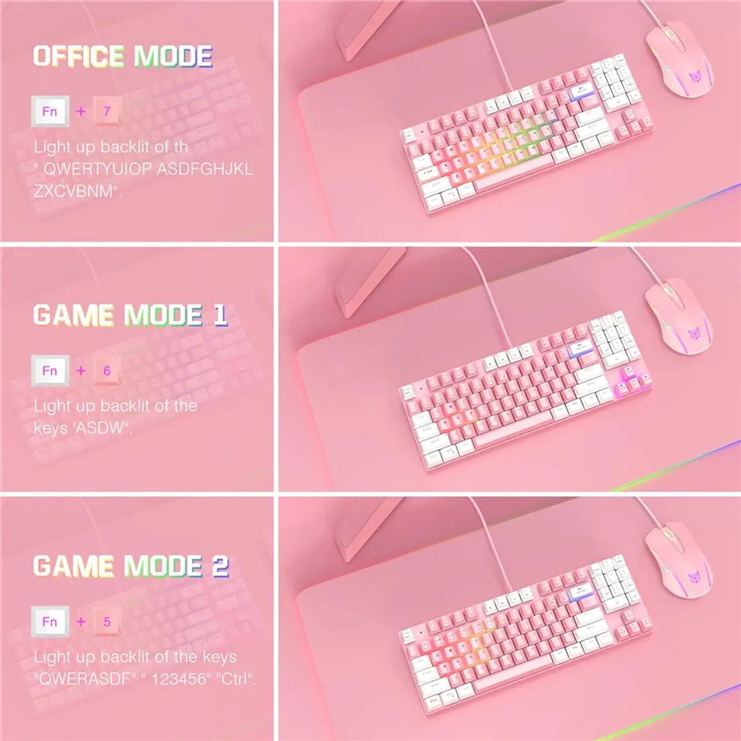 Kit Gamer Onikuma Teclado Mecánico G26 + Mouse 6400 Dpi, RGB 4