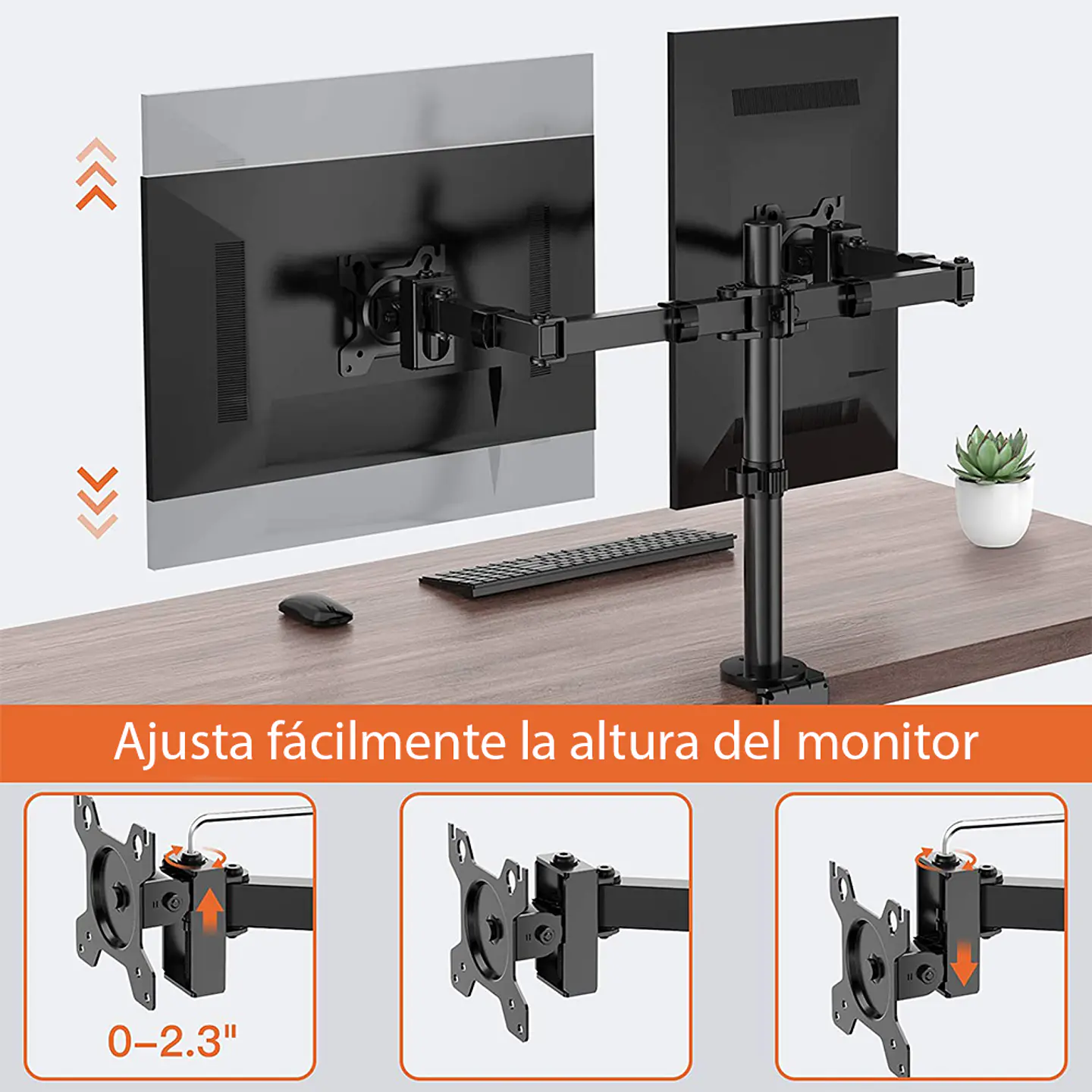 Soporte Doble para Monitor (2 Brazos, hasta 8 Kg, 13“ a 27“) 7
