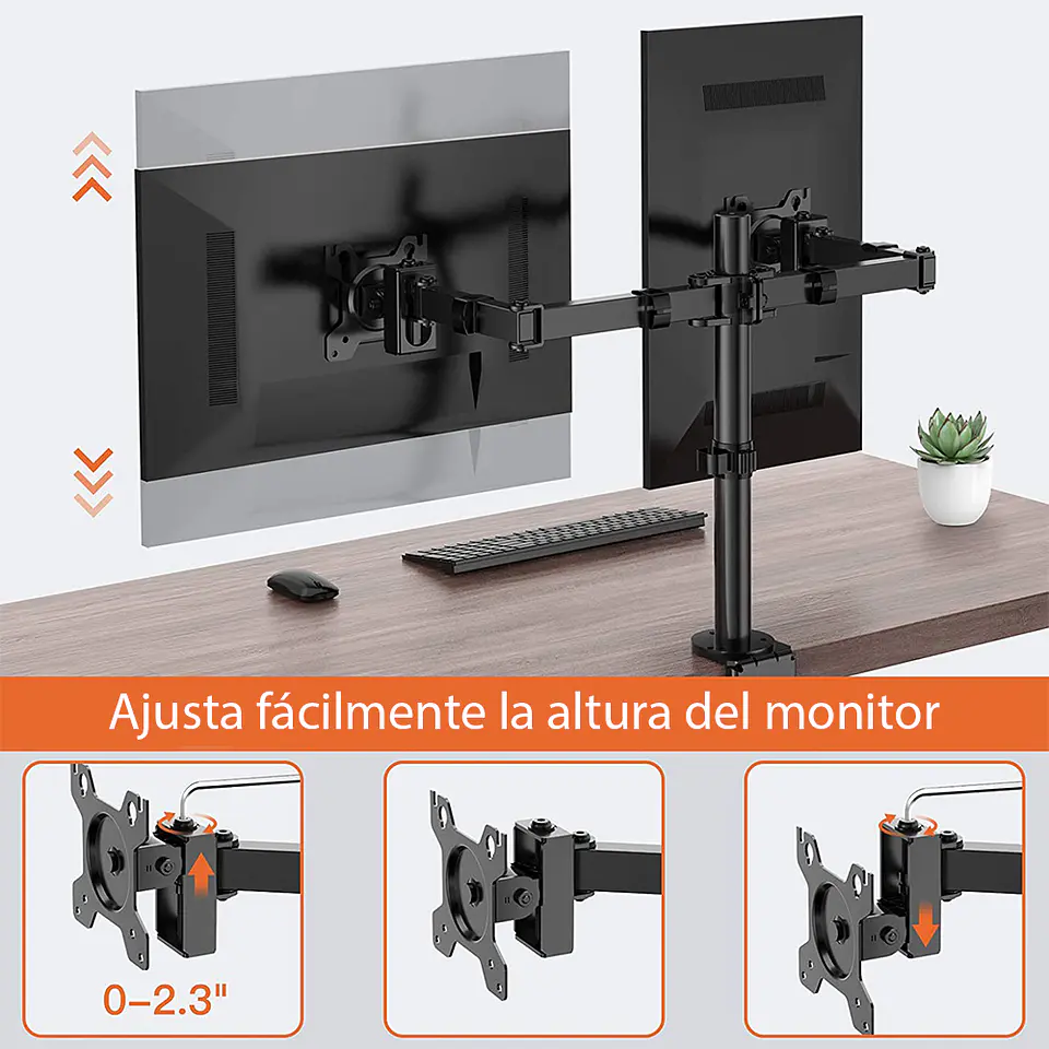 Soporte Doble para Monitor (2 Brazos, hasta 8 Kg, 13“ a 27“) 7