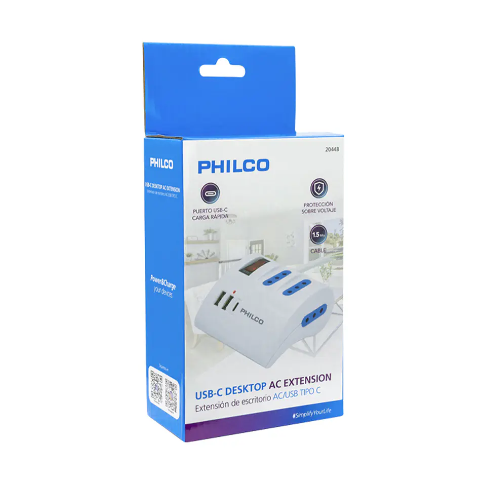 Extensión Alargador Escritorio Sobrevoltaje USB/USB-C, Blanco 5