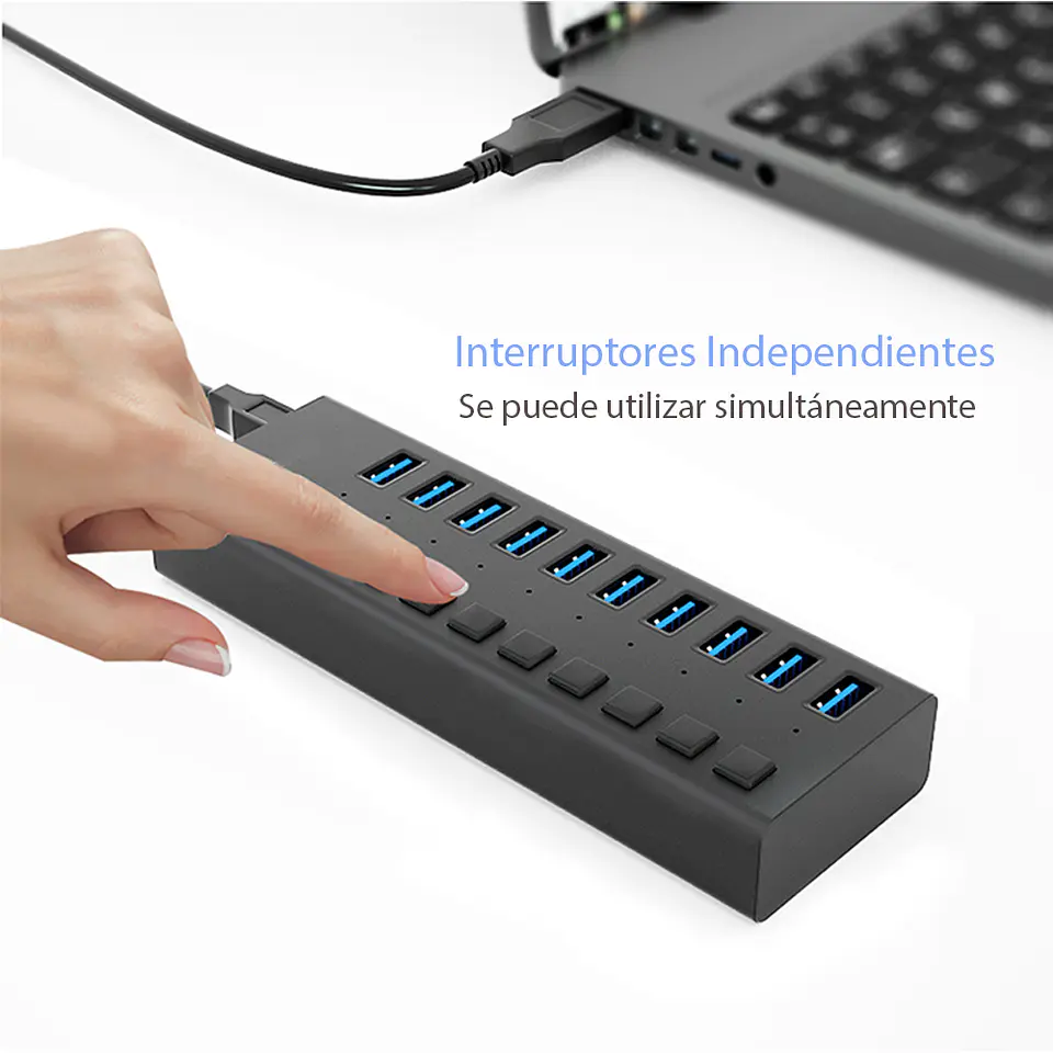 Hub Tecnolab USB 3.0 - 10 Puertos (Led indicador, 5Gbps, 12V) 3
