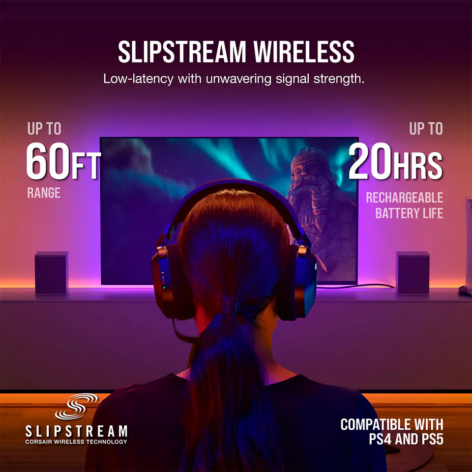 Audífonos Wireless Premium Gamer Corsair HS80 RGB, Carbón 5