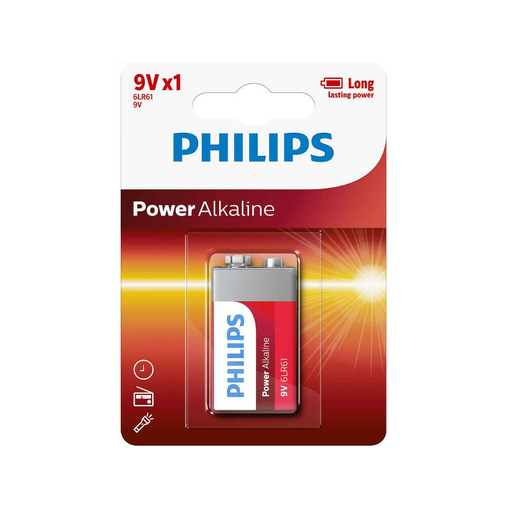 Batería Philips Alcalina 6lr61p1b 9v Rectangular 1 Unidad