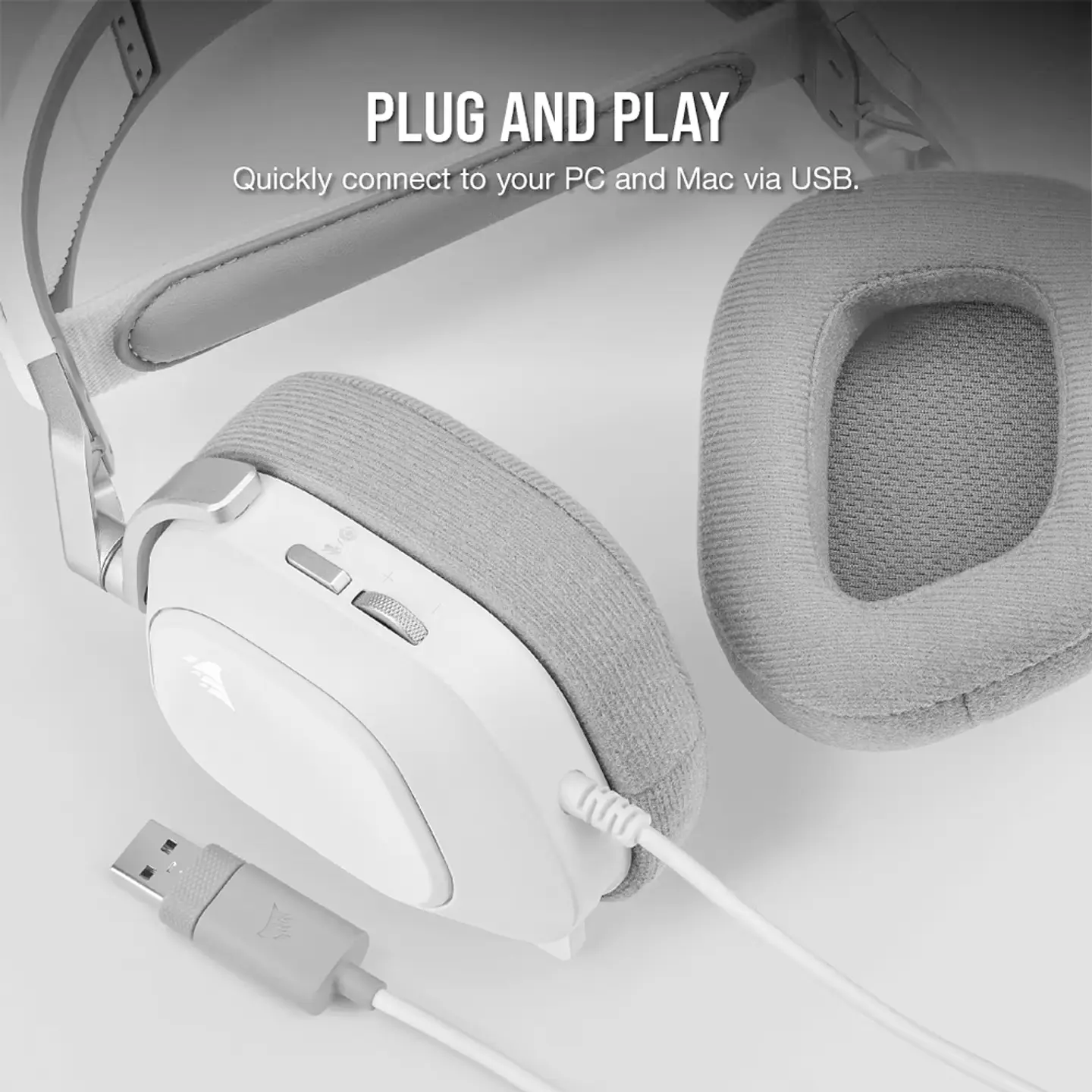 Audífonos Gamer Corsair HS80 RGB Dolby Audio 7.1 USB, Blanco 5