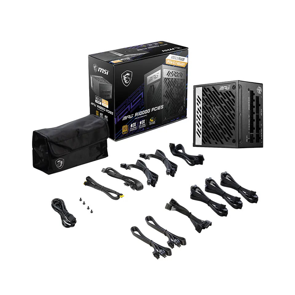 Fuente de Poder MSI MPG A1000G PCIE5 1000W Modular, 80+ Gold 4