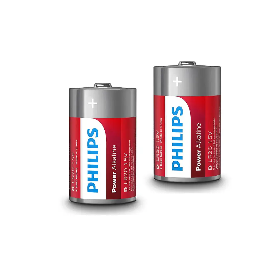 Pack 2 Pilas Alcalinas Philips Power 1.5V, D LR20 Mono 2
