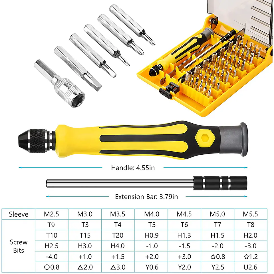 Set Atornillador de Precisión, Puntas intercambiables 45Pcs 3