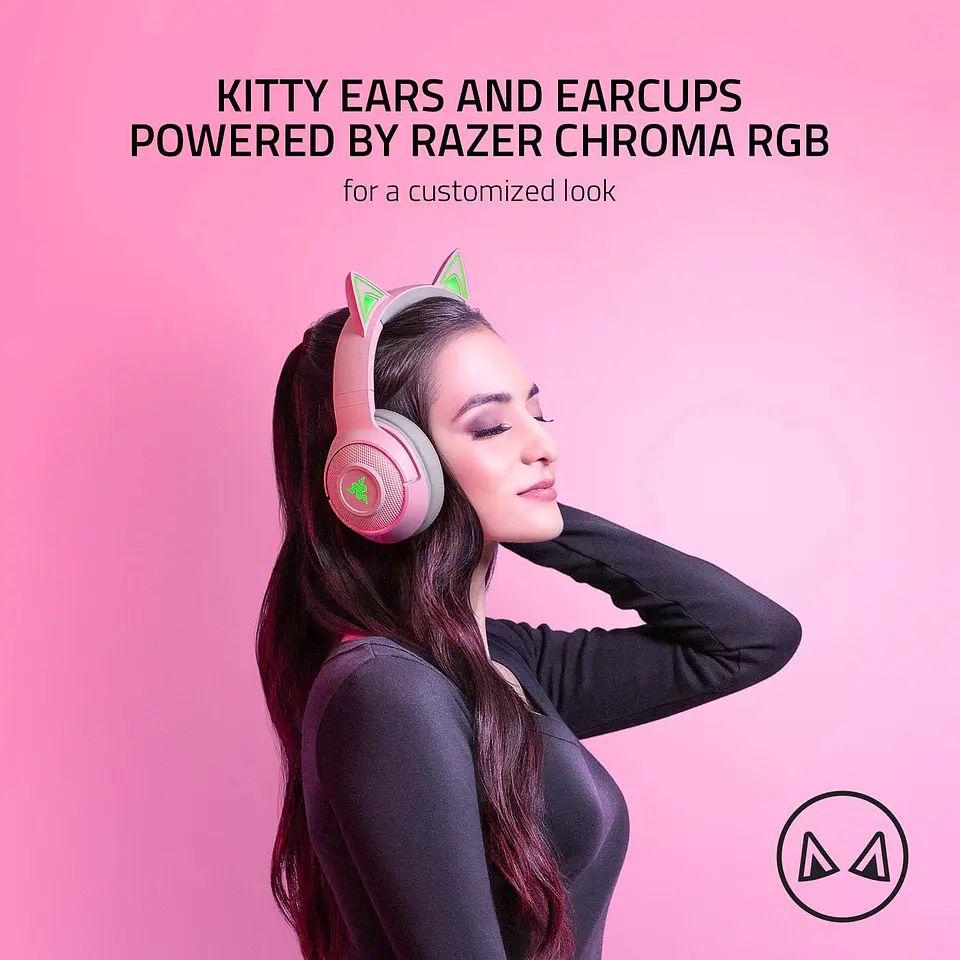 Audífonos Razer Kraken Kitty Quartz, Bluetooth, Rosado 6