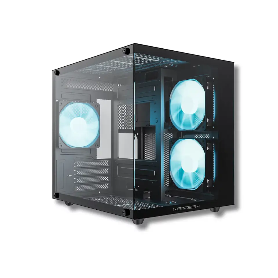 Gabinete Gamer NEWGEN COBALT Glass MATX Black, 3 Fans ARGB 1