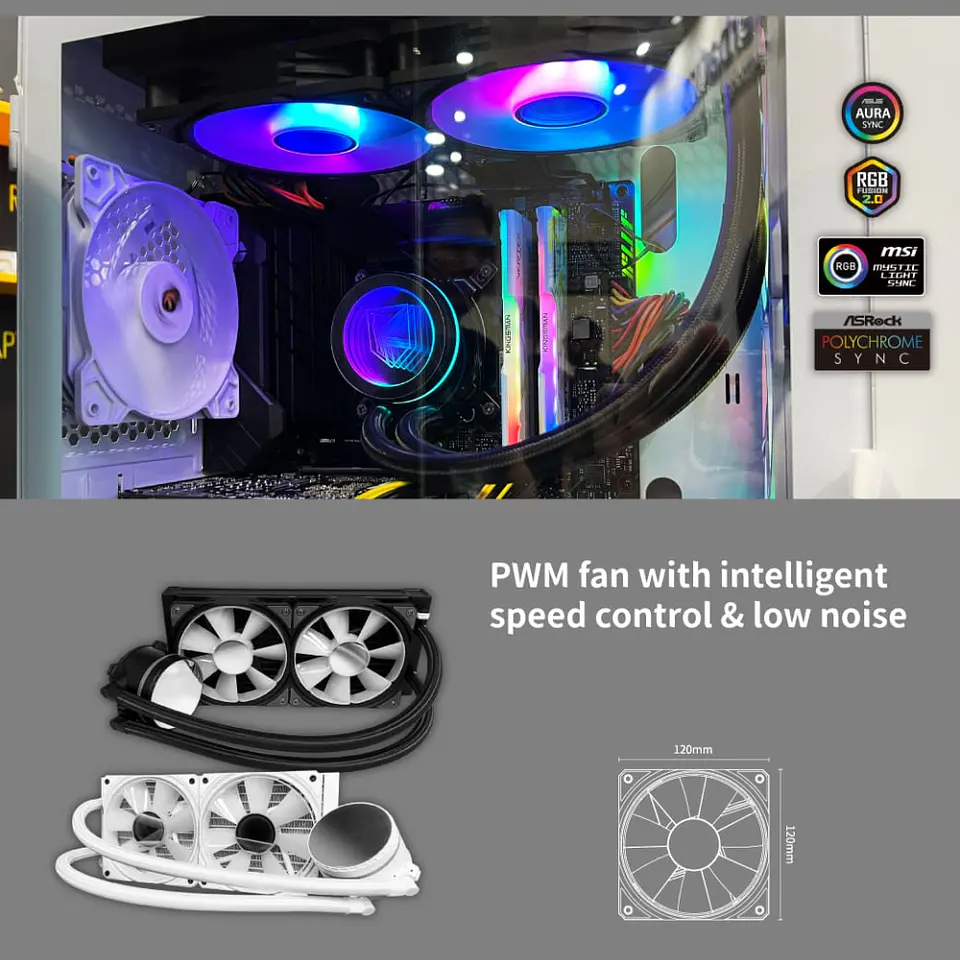Refrigeración Líquida Wjcoolman UFO 240mm ARGB sincronizable (Intel / AMD) - Whi 11