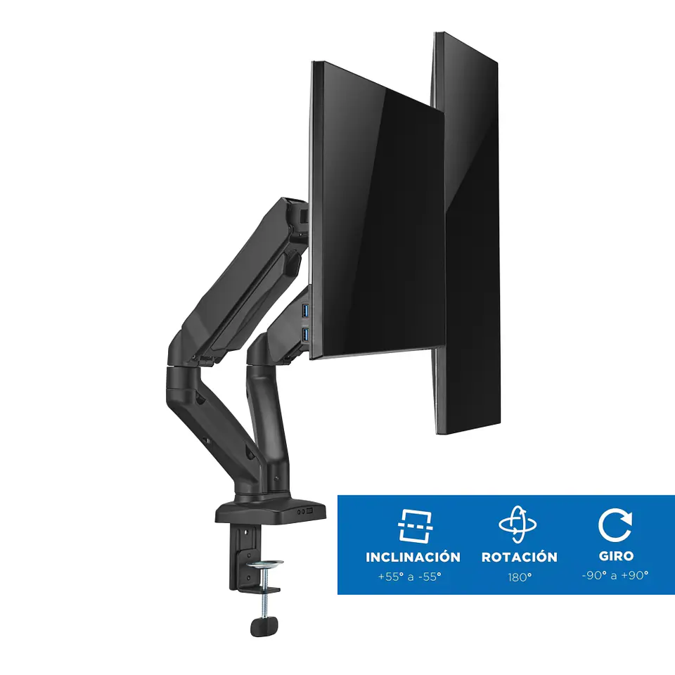 Brazo Soporte De Escritorio Doble Para 2 Monitores ajustable 6