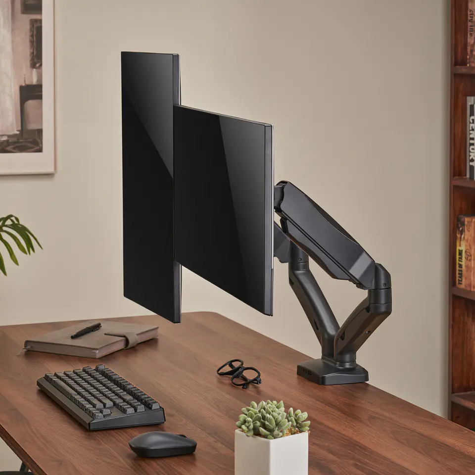 Brazo Soporte De Escritorio Doble Para 2 Monitores ajustable 11