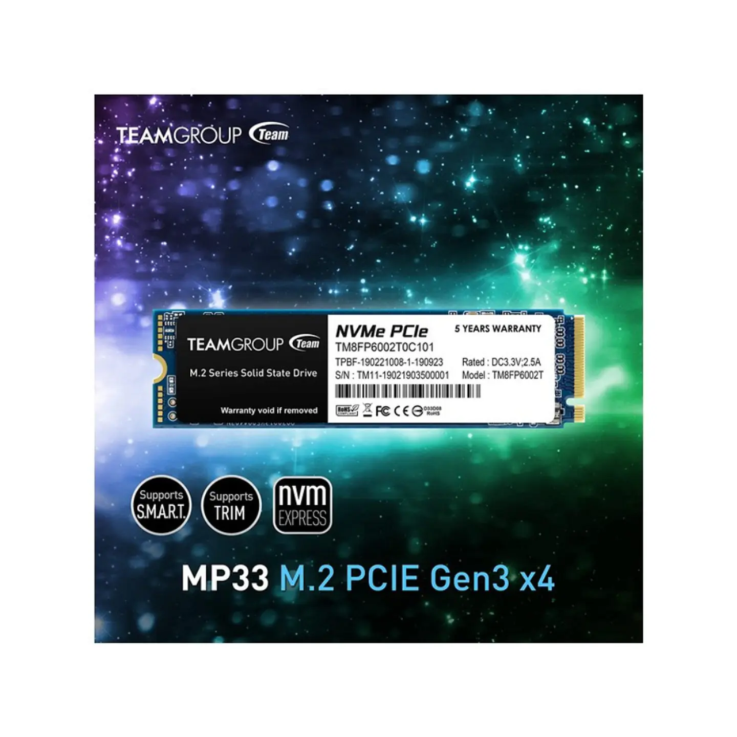 Disco Estado Sólido Team Group MP33 PRO de 1TB (NVMe, 2400 MB/s, PCIe Gen3 x4) 2