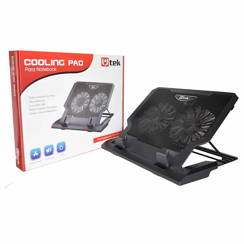Cooler para Notebook 12 -17″, doble ventilador de 14cm, 4 Niveles, UT-NTC020 1