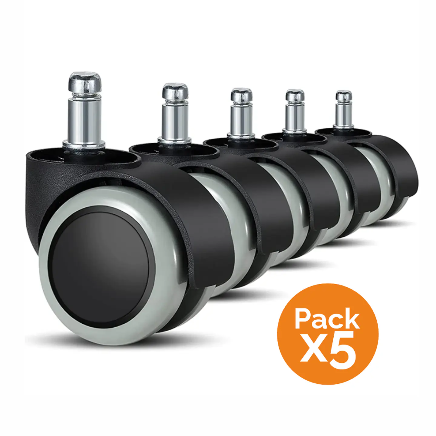 Ruedas Para Silla Escritorio Tipo Roller Set 5 Universales - gris 1