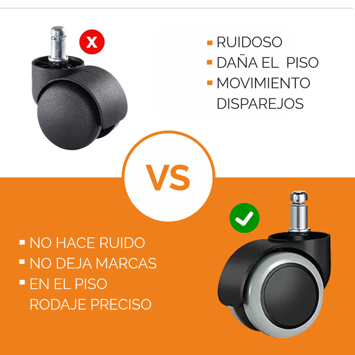 Ruedas Para Silla Escritorio Tipo Roller Set 5 Universales - gris 2