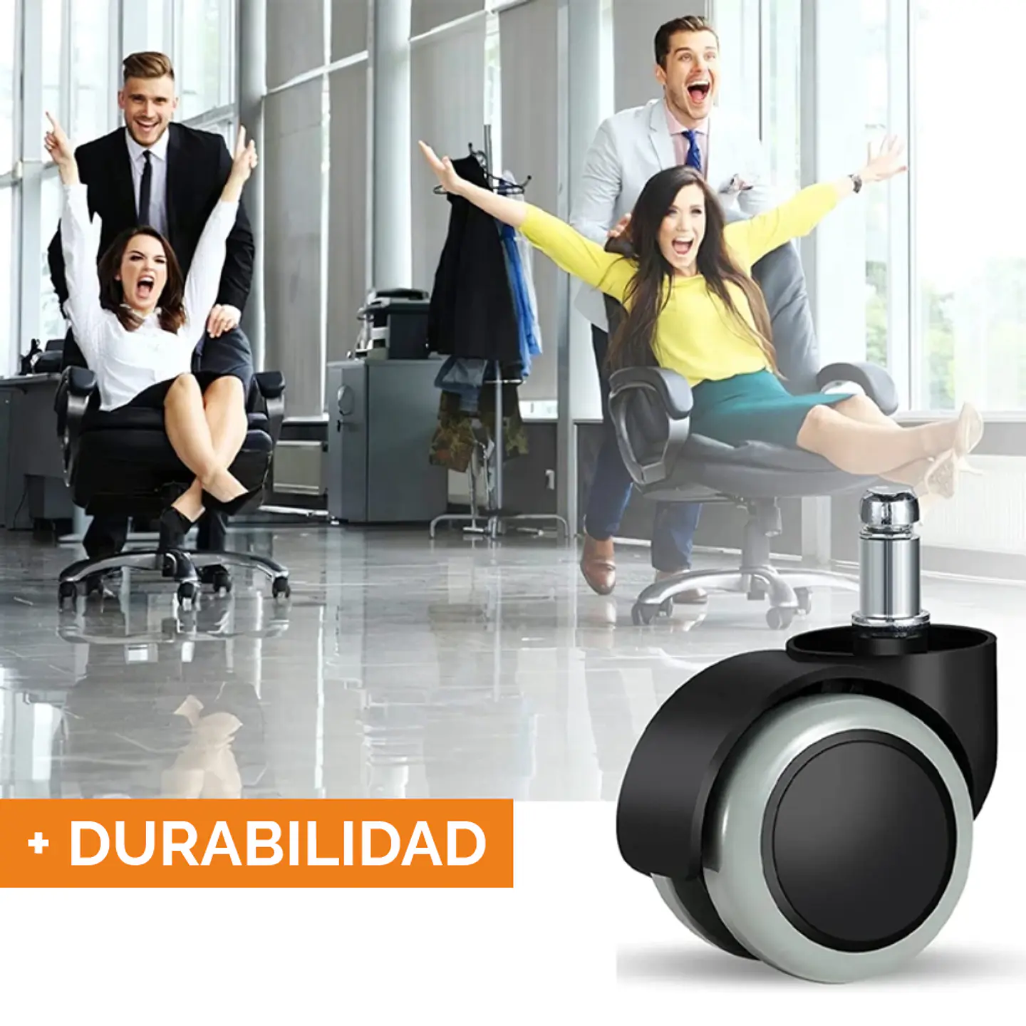 Ruedas Para Silla Escritorio Tipo Roller Set 5 Universales - gris 4